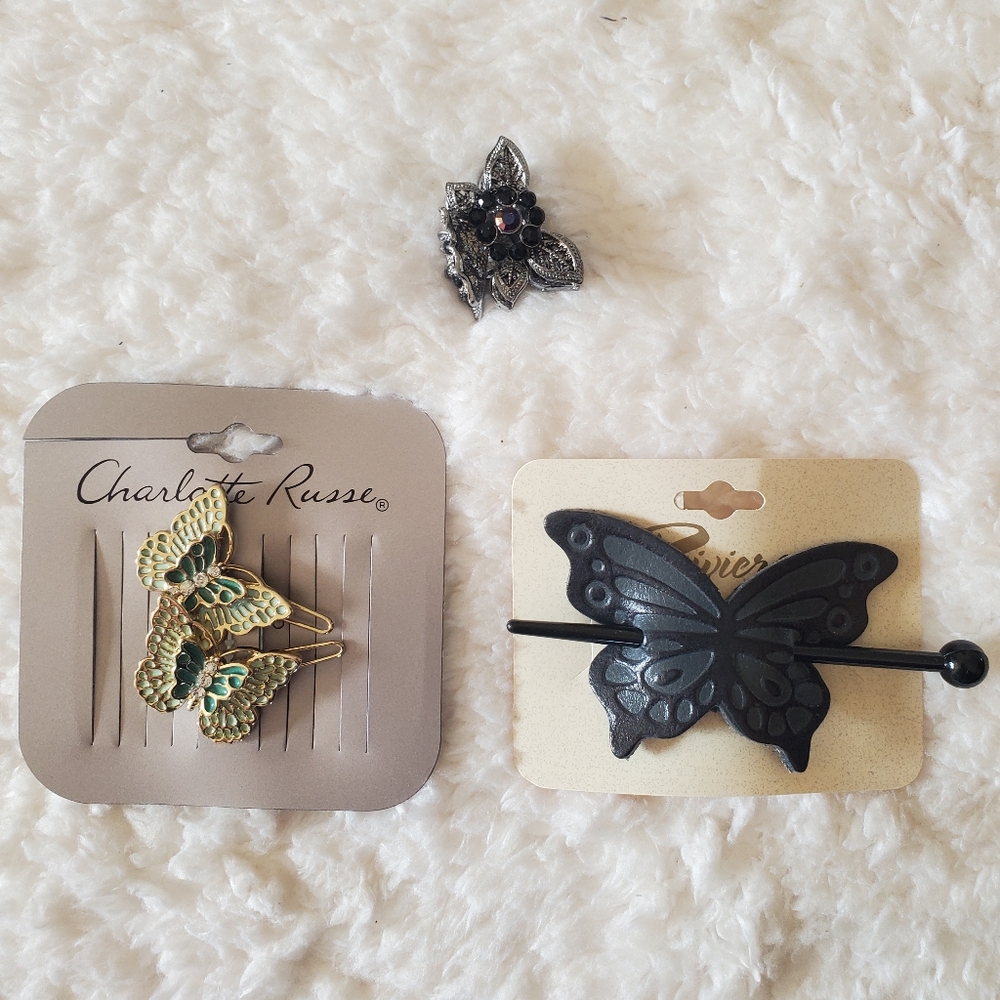 BUTTERFLY ASSORTMENT HAIR Ornaments. Some NEW with Tags.